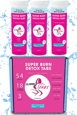 Slimmy Tabs Super Fat Burning "BURN" Dissolvable Tablets - Natural Ingredients, Keto Friendly, No Calories, Gluten and Sugar Free, Vegan, Boosts Energy & Tastes Delicious! - 54 Tablets (Berry Blast Flavor)