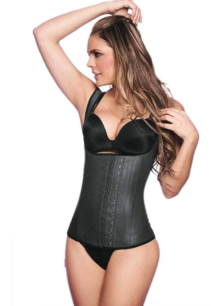 9 Steel Boned Latex Waist Trainer Vest With Straps - waistshaper