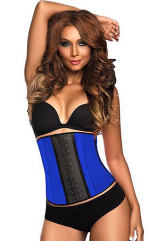 9 STEEL BONED BLUE LATEX WAIST TRAINER - waistshaper