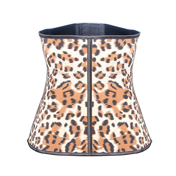 9 Steel Boned Leopard Latex Waist Trainer - waistshaper